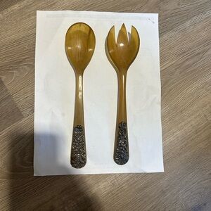 Antique Salad Set. Spoon Has Scratches See Picture.